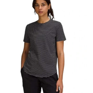 Lululemon Love Crew Short Sleeve T-Shirt Synchronise Stripe Black White Size 6